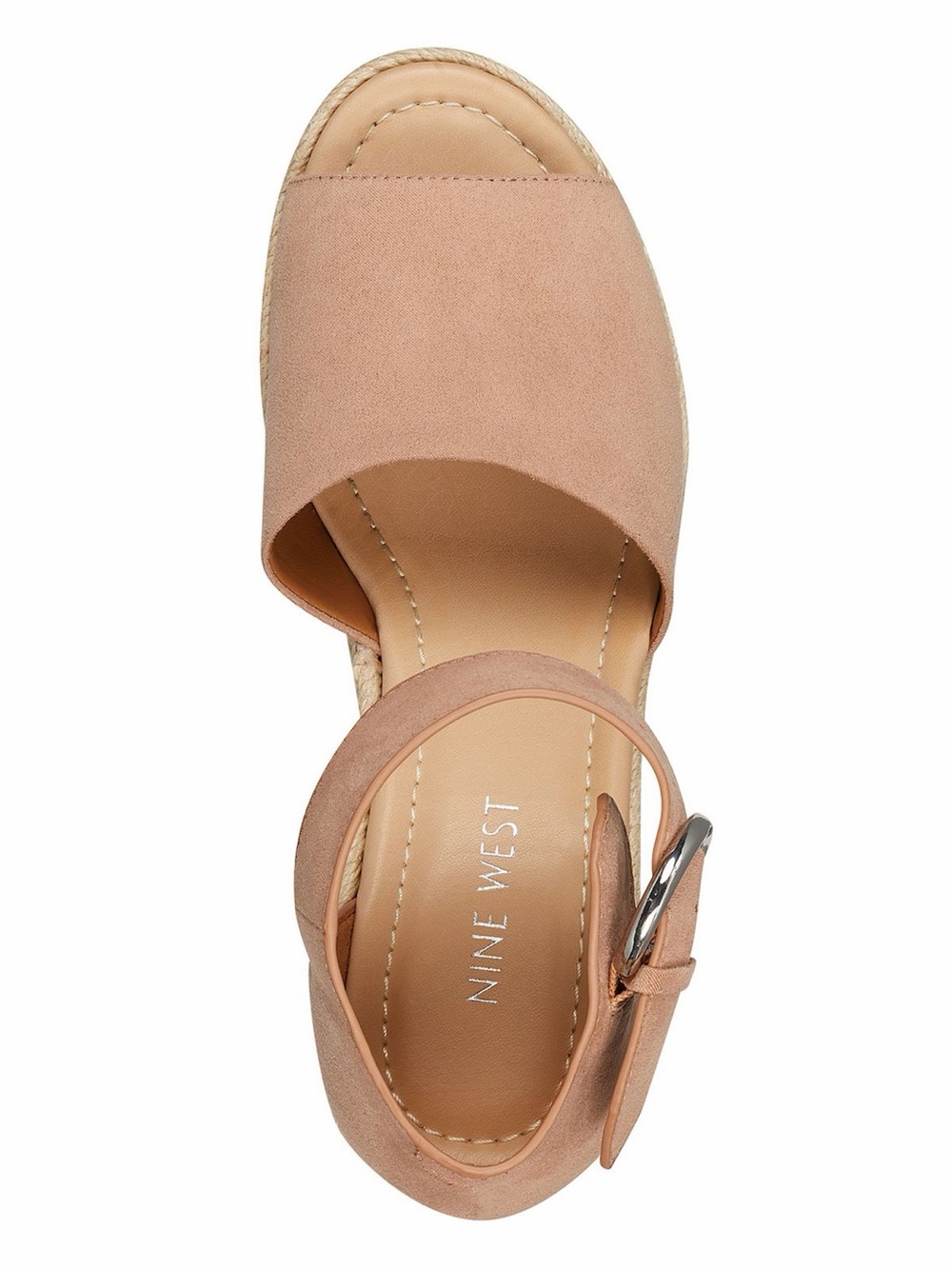 Nine West Tan Suede Espadrille Platform Wedge Sandals with Ankle Buckle - Picture 3 of 11